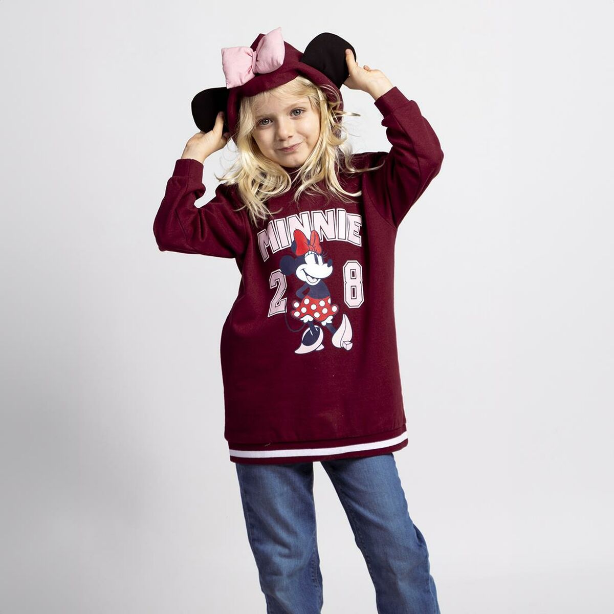 Džemperis Meitenēm ar Kapuci Minnie Mouse Sarkans